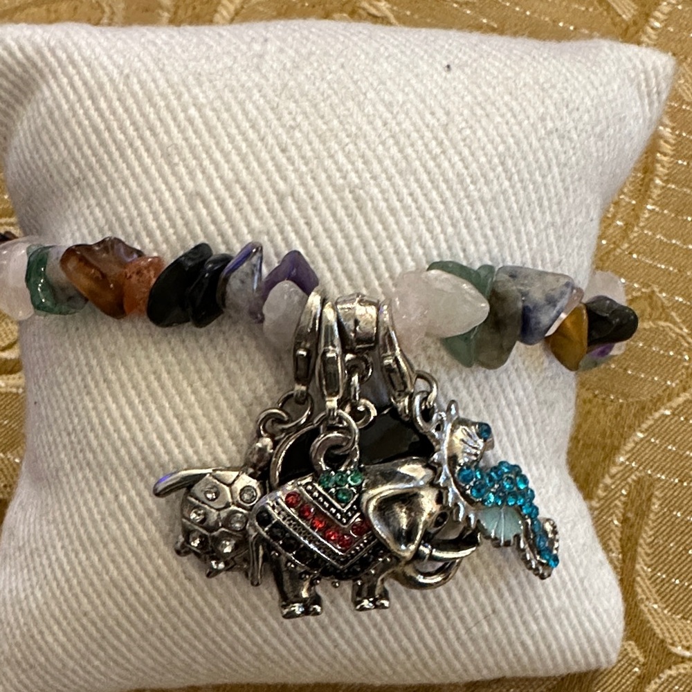 Semi-precious multicolor stone & Charm Bracelet